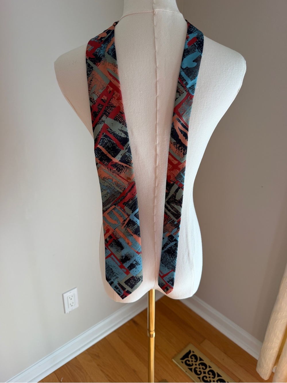 Vintage Italian All Silk Handmade Abstract Geometric Tie